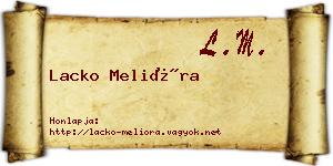 Lacko Melióra névjegykártya