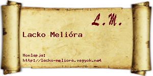 Lacko Melióra névjegykártya